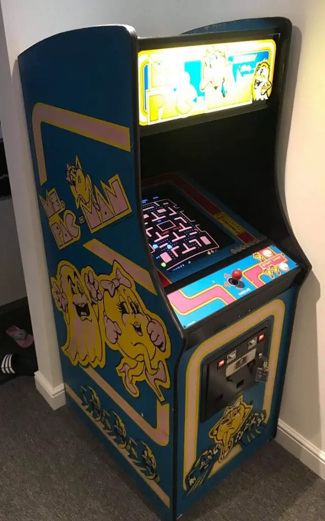 An original Ms Pac-Man arcade cabinet