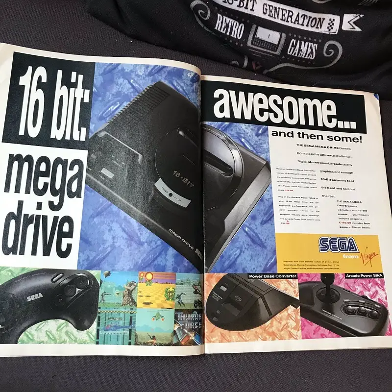 An advert from the early 1990s advertising the Sega Mega Drive