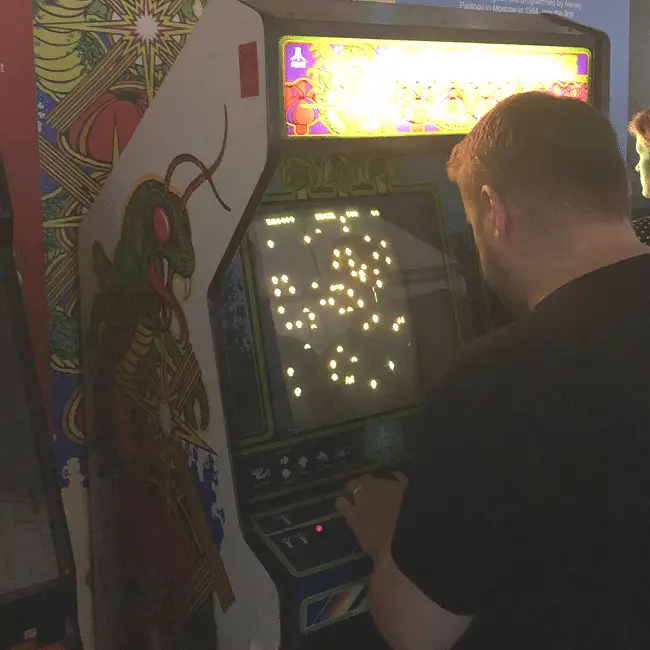 Me playing Centipede at the Centre for Computing History