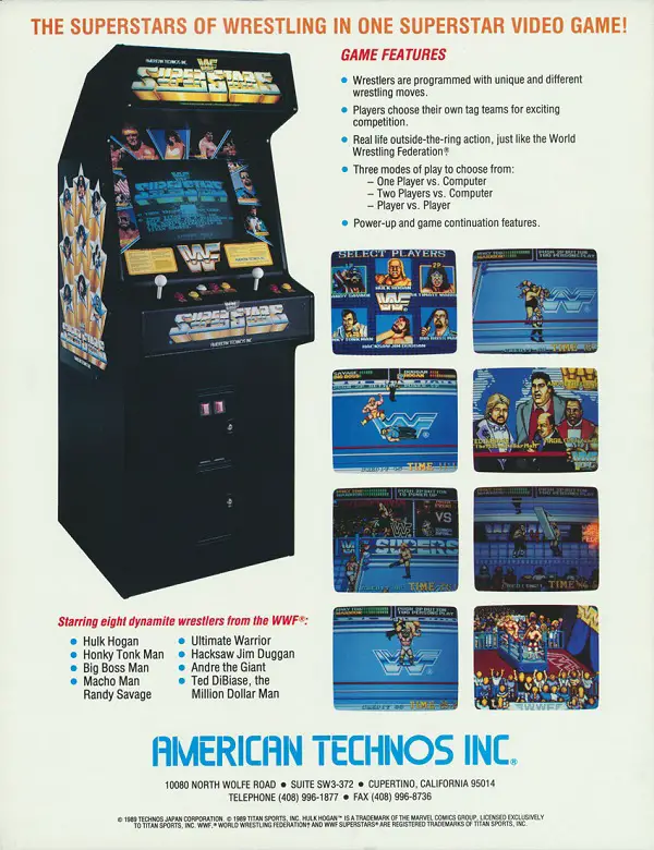 WWF Superstars arcade game flyer