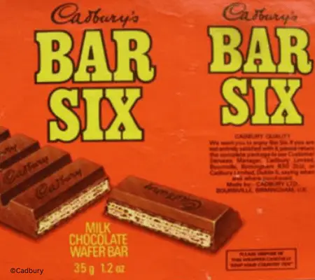 Bar Six chocolate bar wrapper