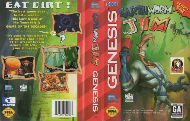 Earthworm Jim Sega Gensis Box art