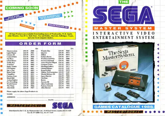 Mastertronic Sega Master System Catalogue