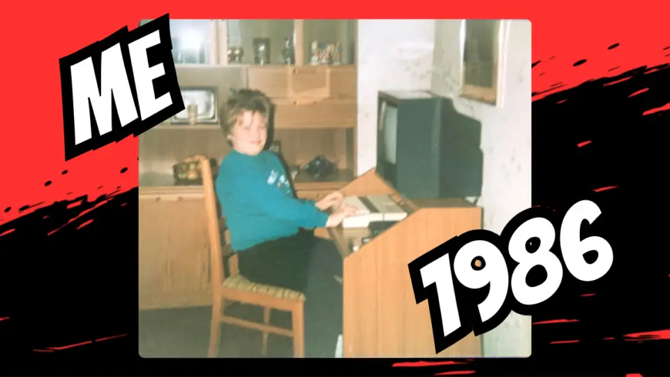 Darren Cater with his Acorn Electron 1986